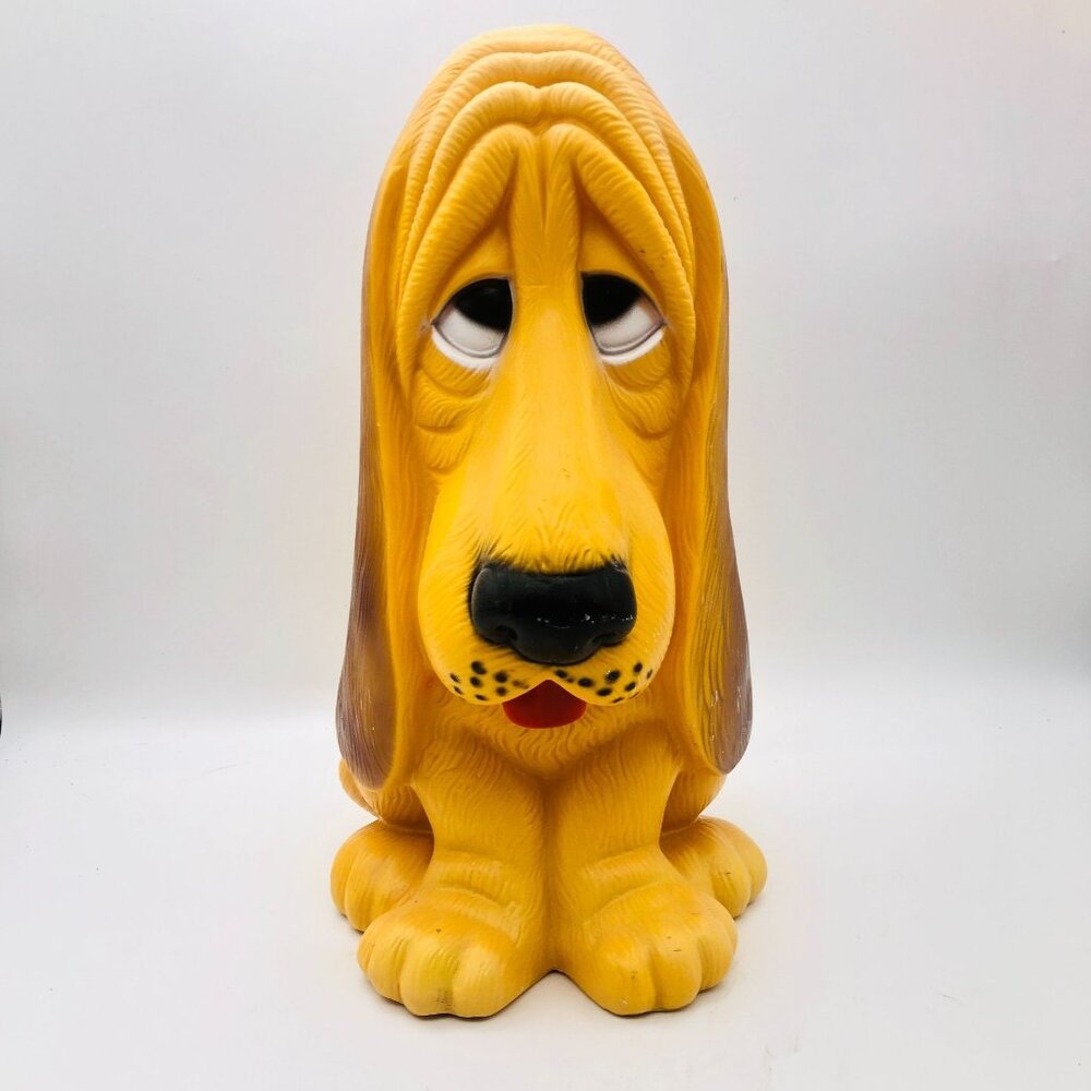 Vintage 1971 Prod Corp Sad Bassett Hound Dog Coin Bank Hard Vinyl 13" Tall